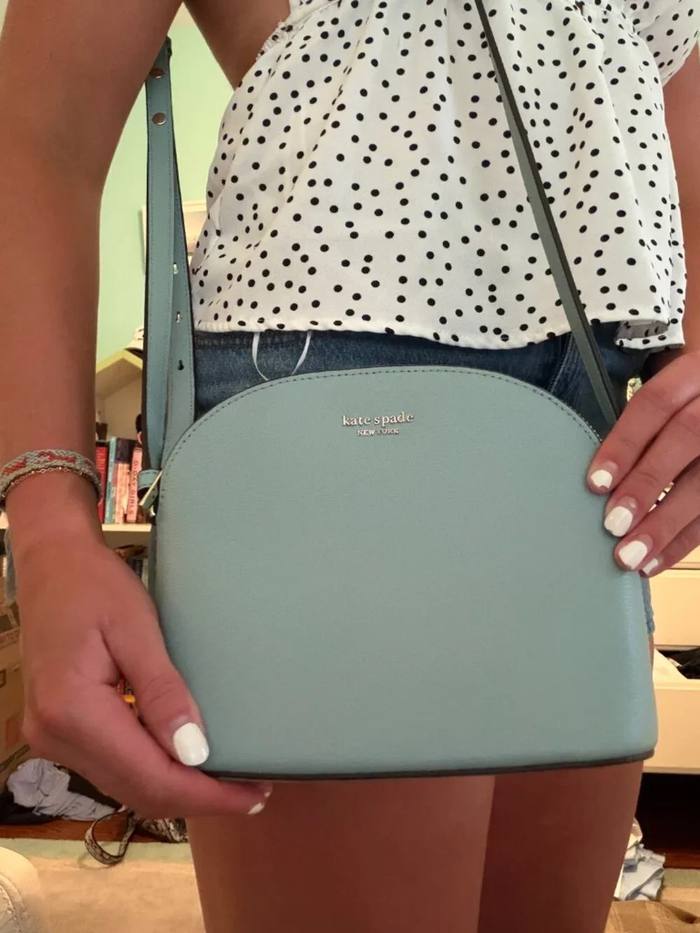 Light Blue Kate Spade Hand bag rounded shape 7.5